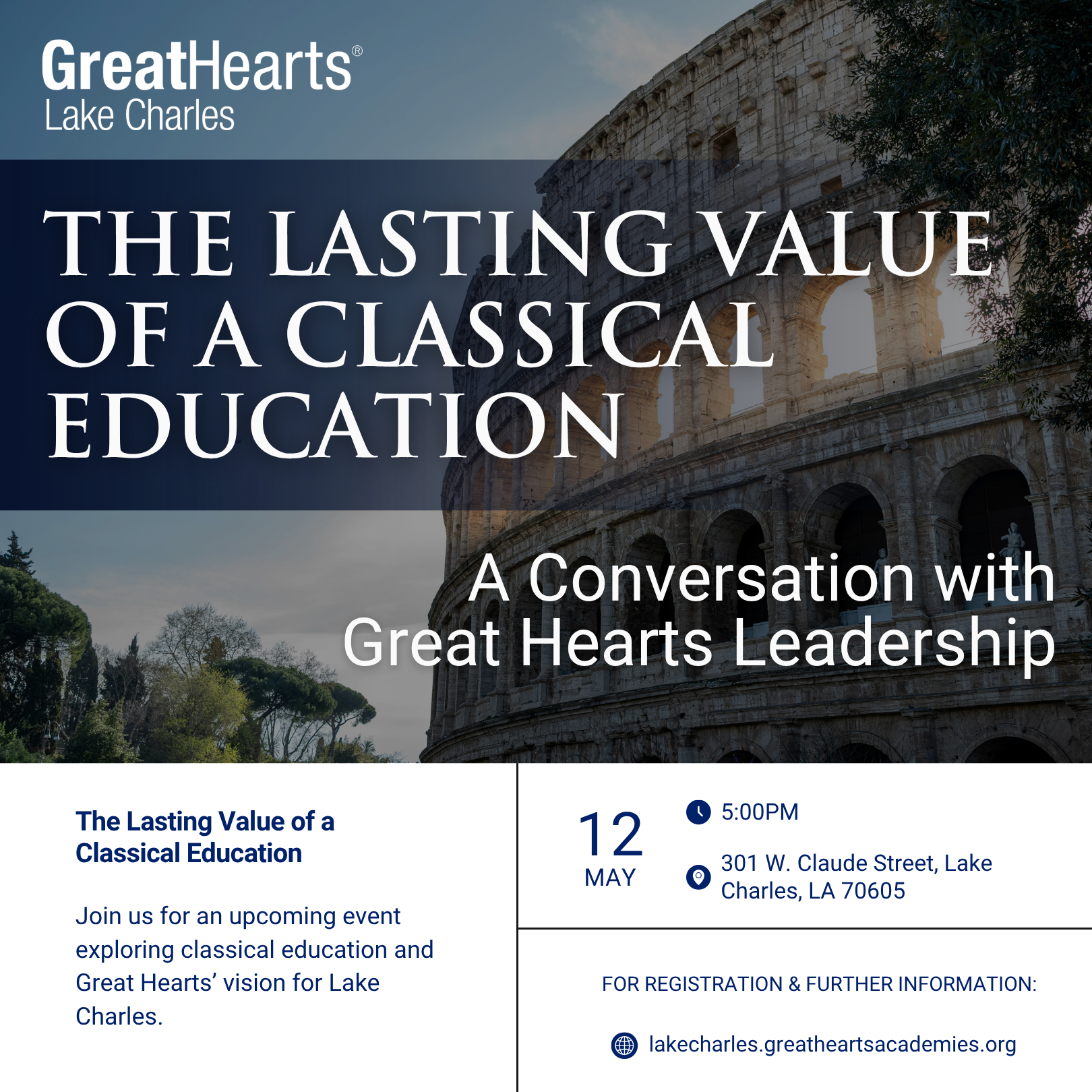 Great Hearts Lake Charles May 12th event
